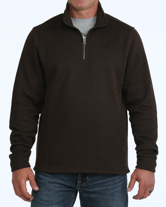 Cinch Men's 1/4 Zip Pullover MWK1080022 in Brown, front view
