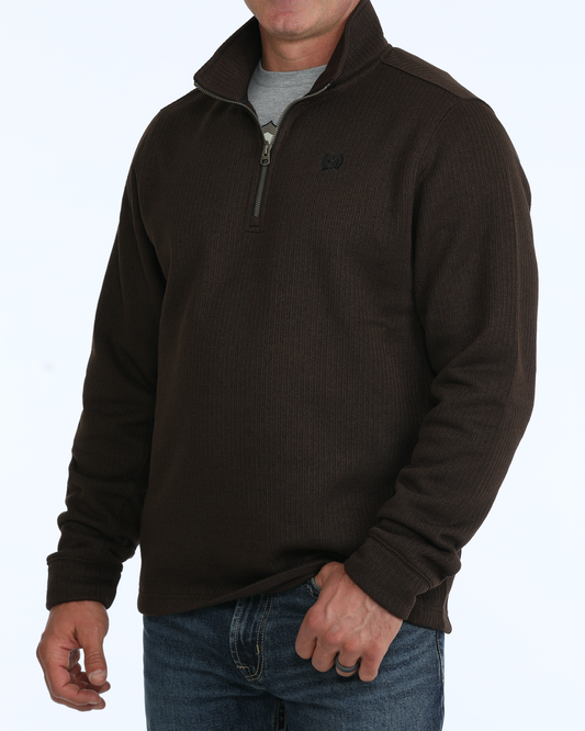 Cinch Men's 1/4 Zip Pullover MWK1080022 in Brown, side view