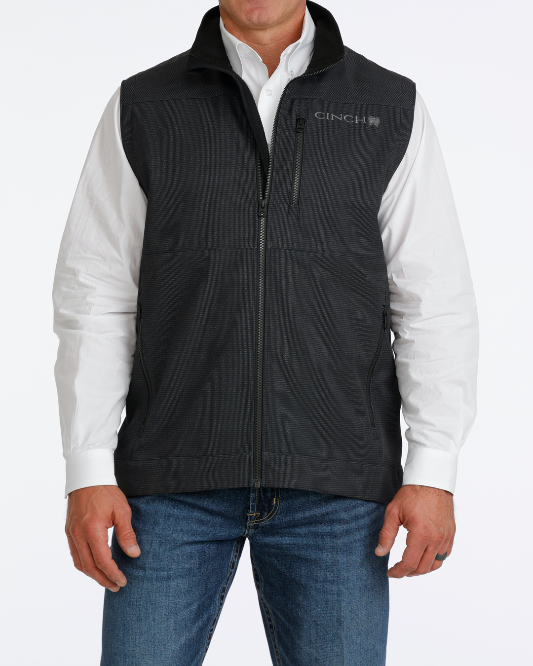 Cinch Men's Bonded Vest MWV1515030 in Black, front view