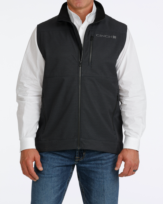Cinch Men's Bonded Vest MWV1515030 in Black, front view