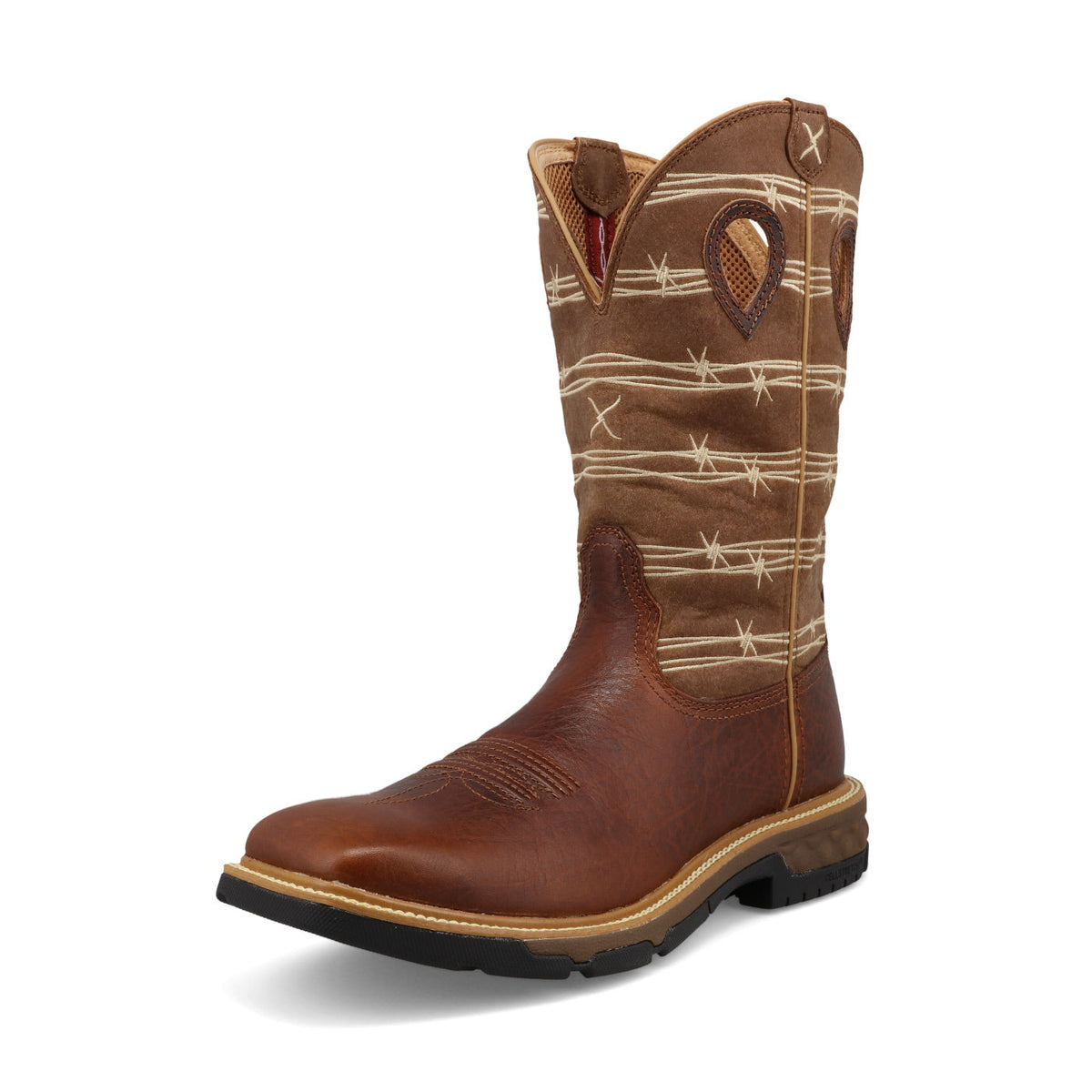 Twisted X MXB0010 men's 12 inch western work boot in rustic brown and lion tan