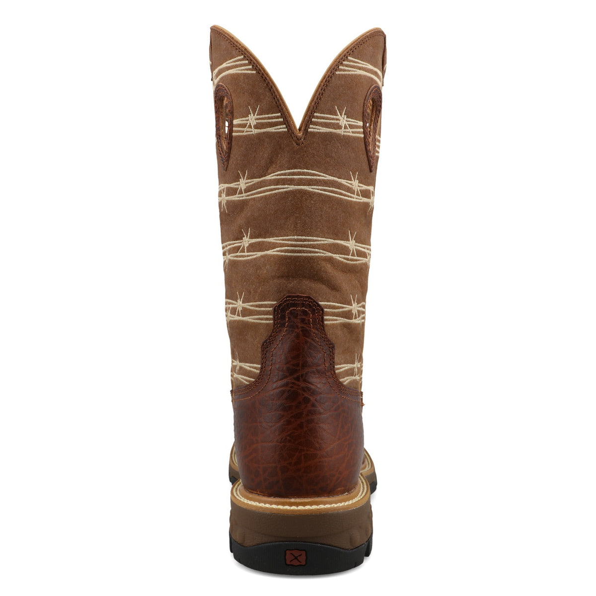Twisted X MXB0010 men's rustic brown and lion tan work boot, detail view