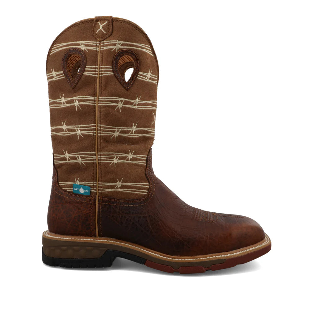TWISTED X  Men's Alloy Safaty Toe Rustic Brown& Lion Tan Work Boot MXBAW05