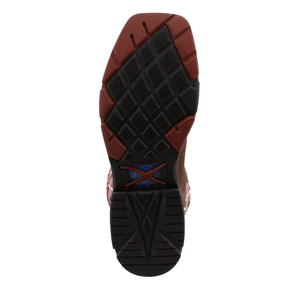 TWISTED X  Men's Nano Safaty Toe Distressed Saddle & Ruby Work Boot MXBNW01