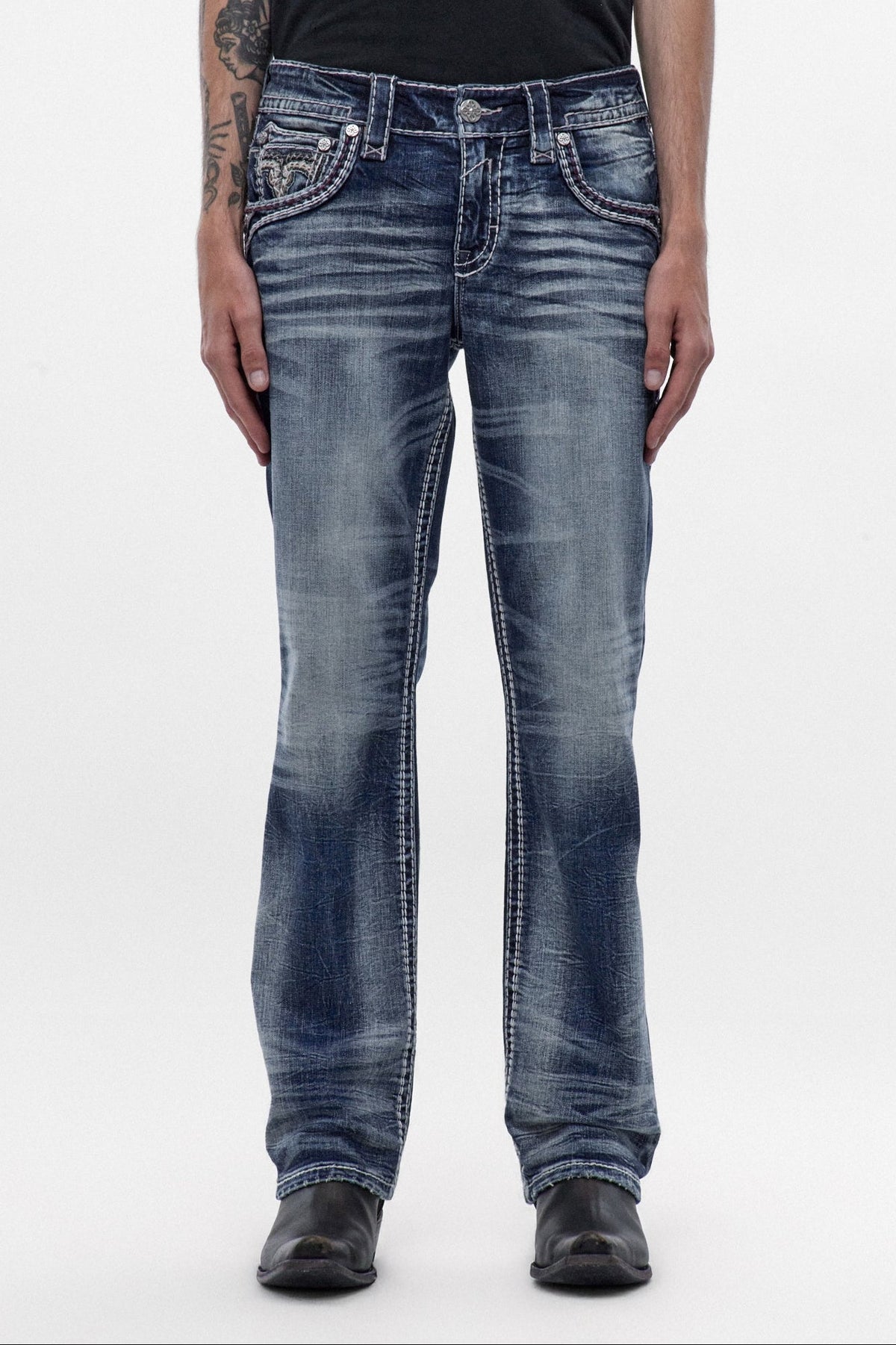 Rock Revival Men's Ozzy Medium Blue Bootcut Jean RP3781B203R - photo 3