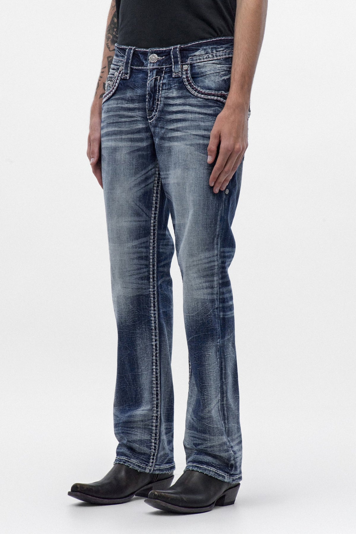Rock Revival Men's Ozzy Medium Blue Bootcut Jean RP3781B203R - photo 4