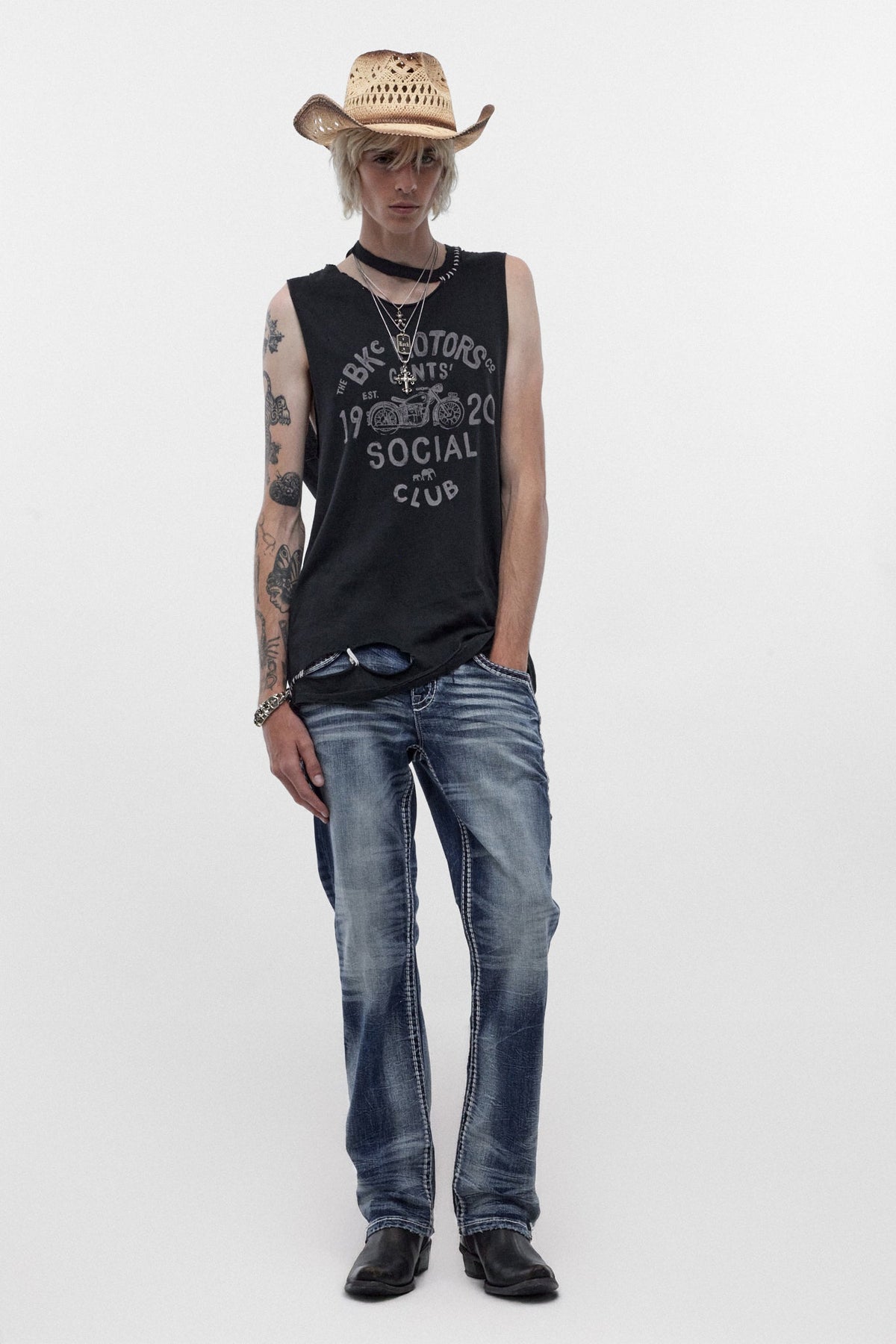 Rock Revival Men's Ozzy Medium Blue Bootcut Jean RP3781B203R - photo 1