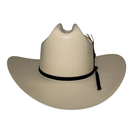 Tombstone Chaparral 30X natural palm cowboy hat, back view of the lacquered 2x2 weave