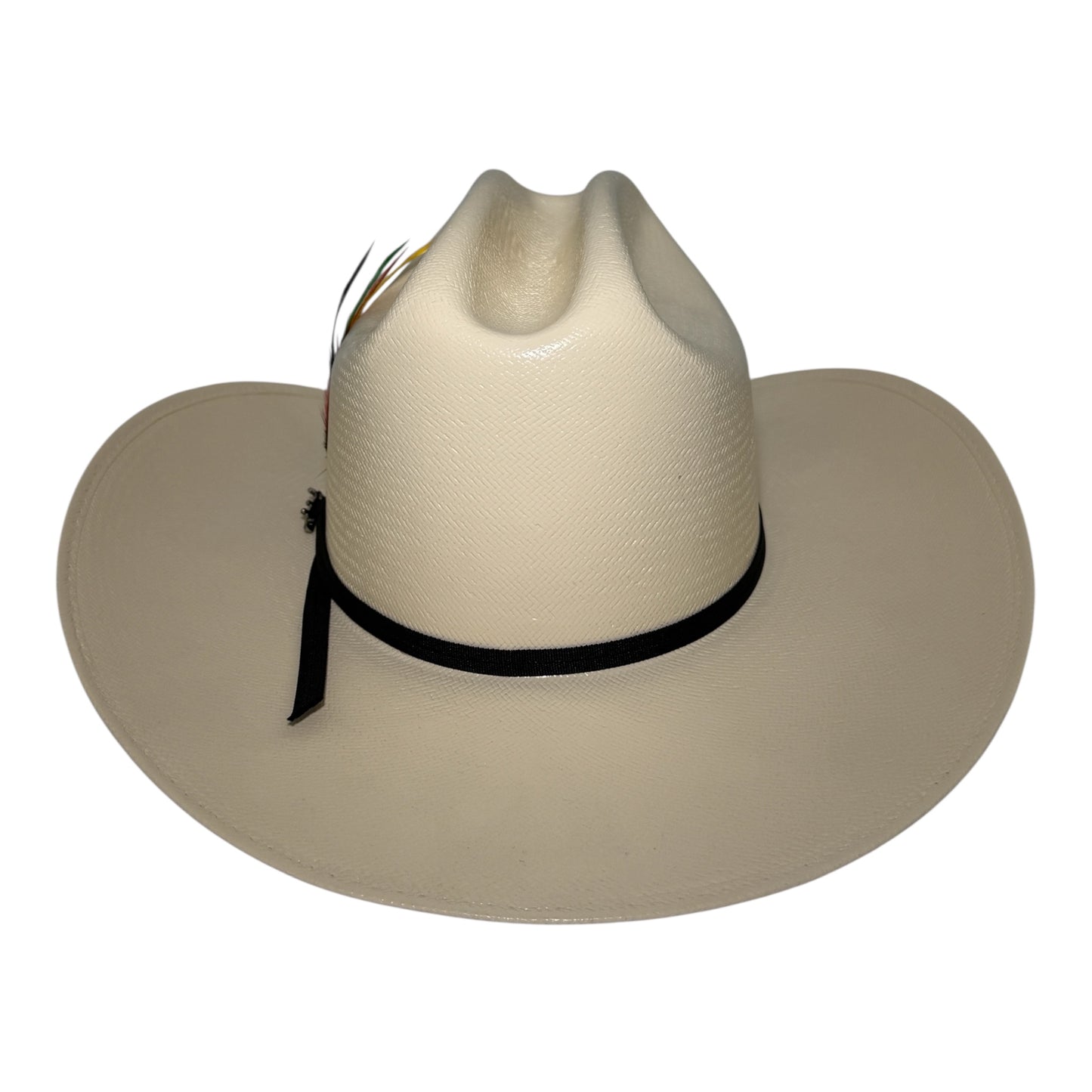 Sombrero vaquero Tombstone Chaparral 30X de palma natural, vista de frente, con toquilla de piel y acabado laqueado