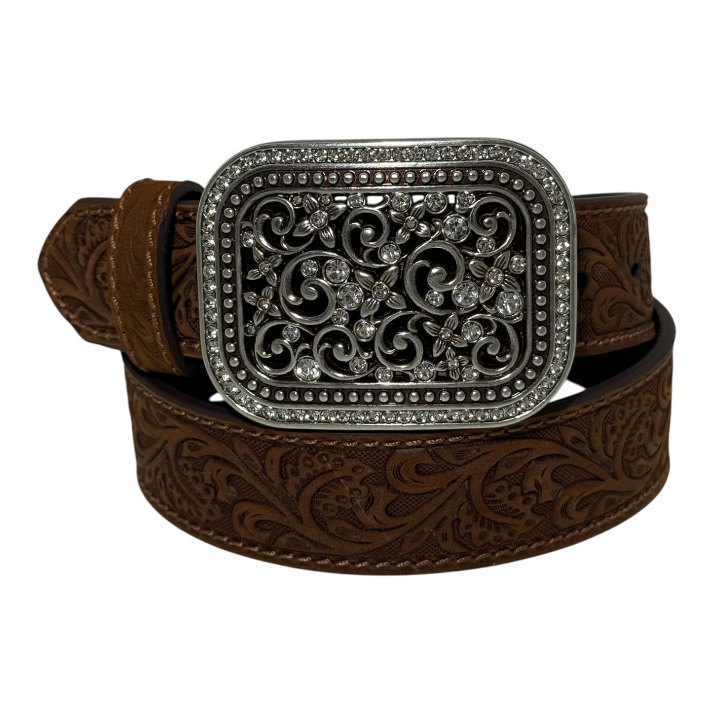 Ariat A10006944 women's filigree tooled western belt in brown leather