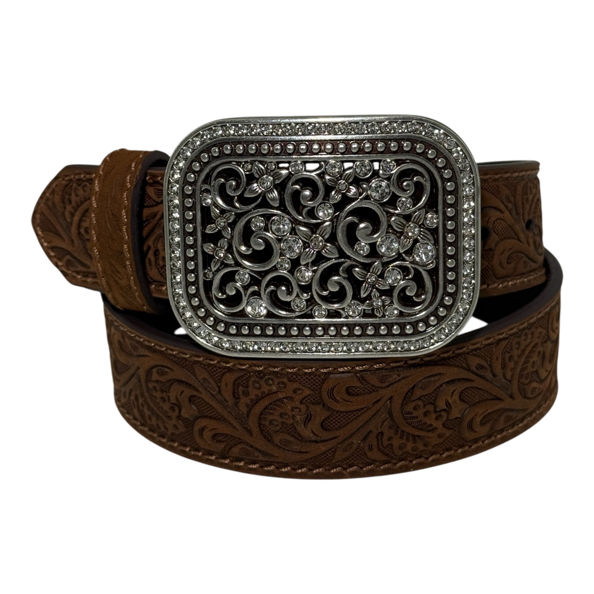 Ariat A10006944 women's filigree tooled western belt in brown leather