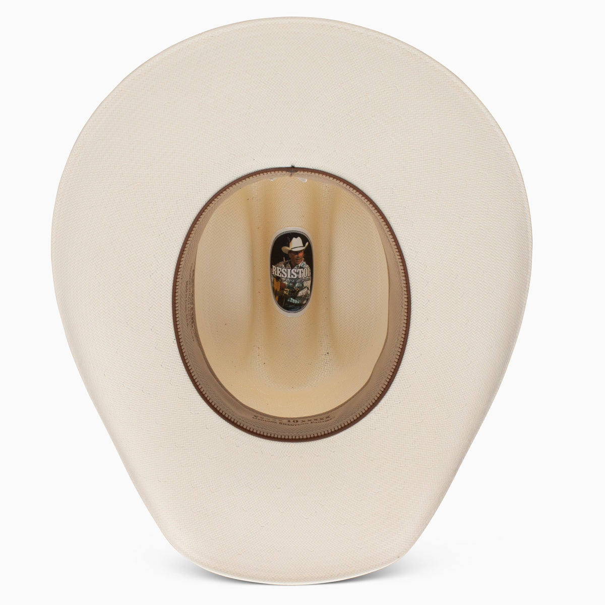 Resistol 10X Hazer straw hat, cattleman crown top view