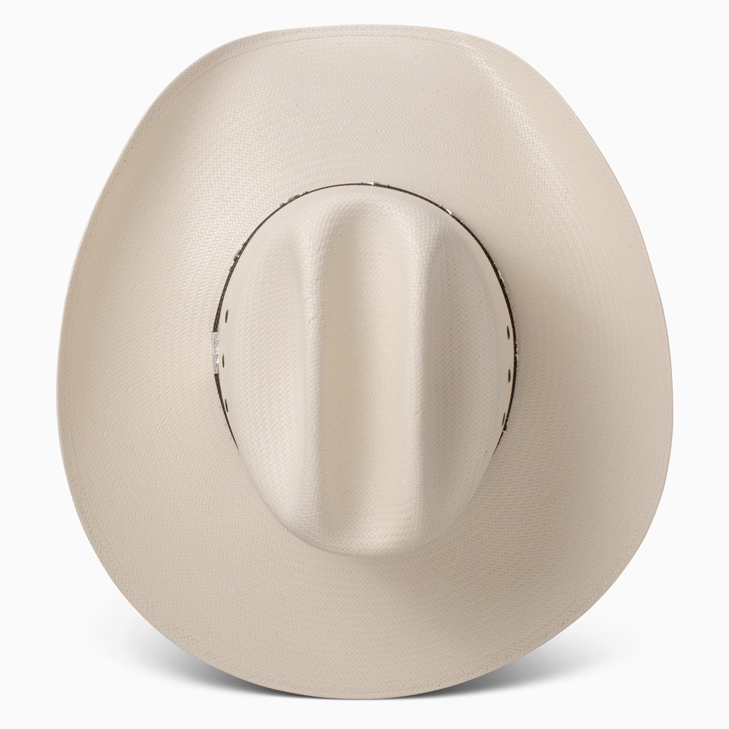 Resistol 10X Kingman straw hat, leather hatband with nail heads and diamond conchos
