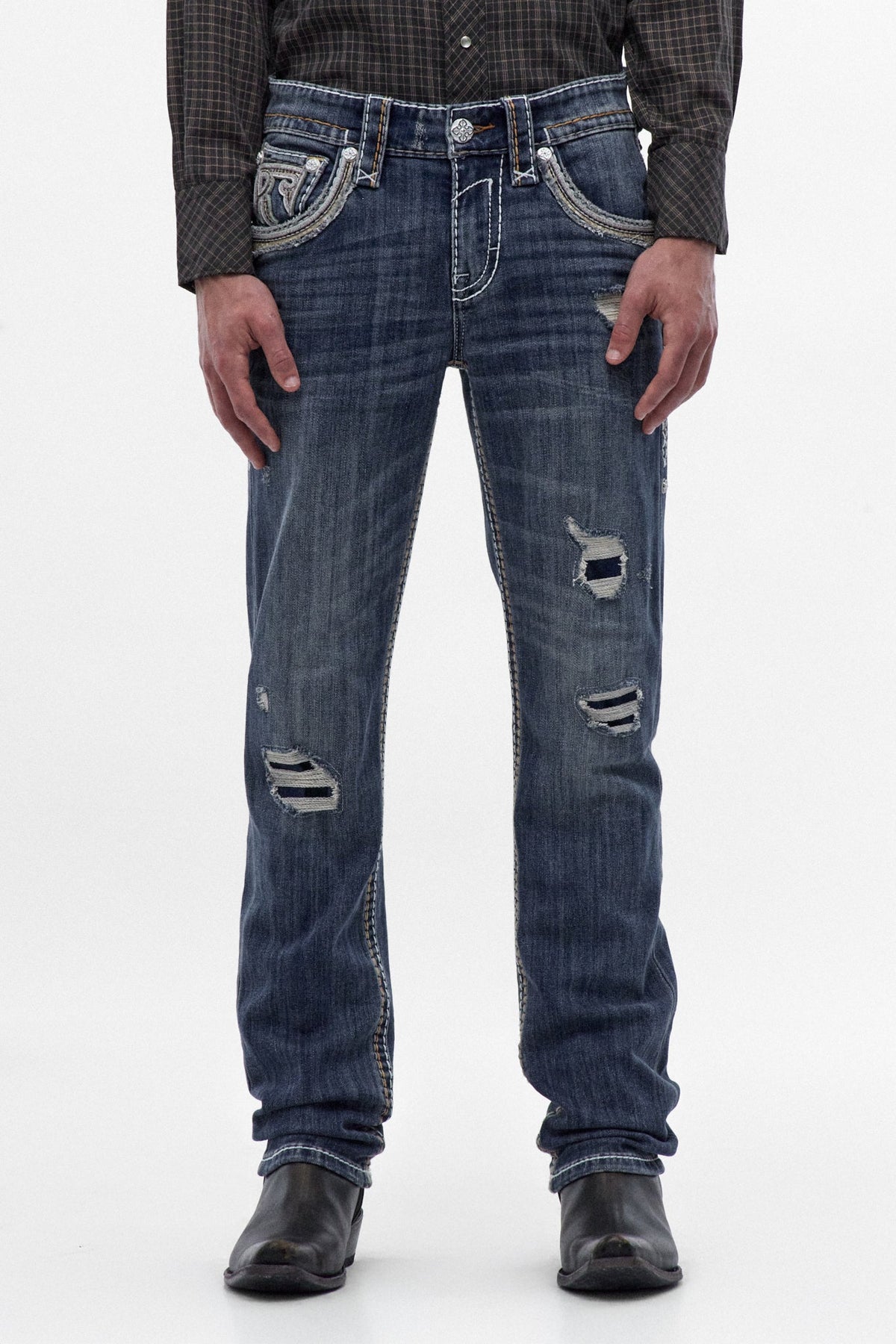 Rock Revival Men's Rylee Dark Blue Straight Leg Jean RP5799J202R - photo 4