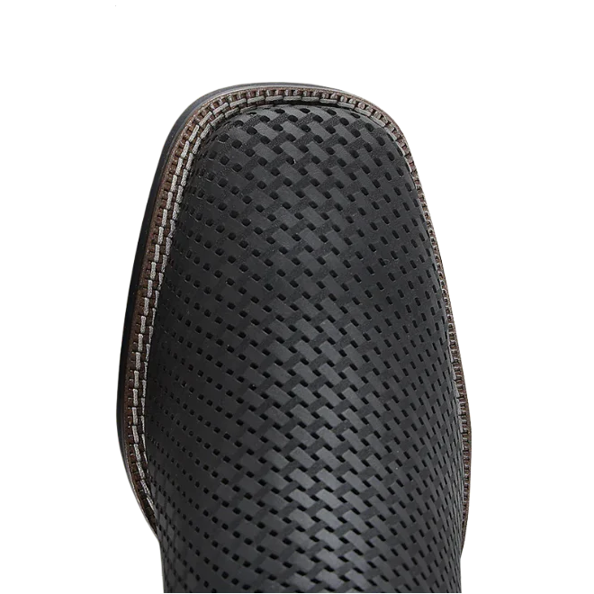 CUADRA  MENS BOOT  BLACK EMBROIDERY & LASER SQUARE TOE CU985-L
