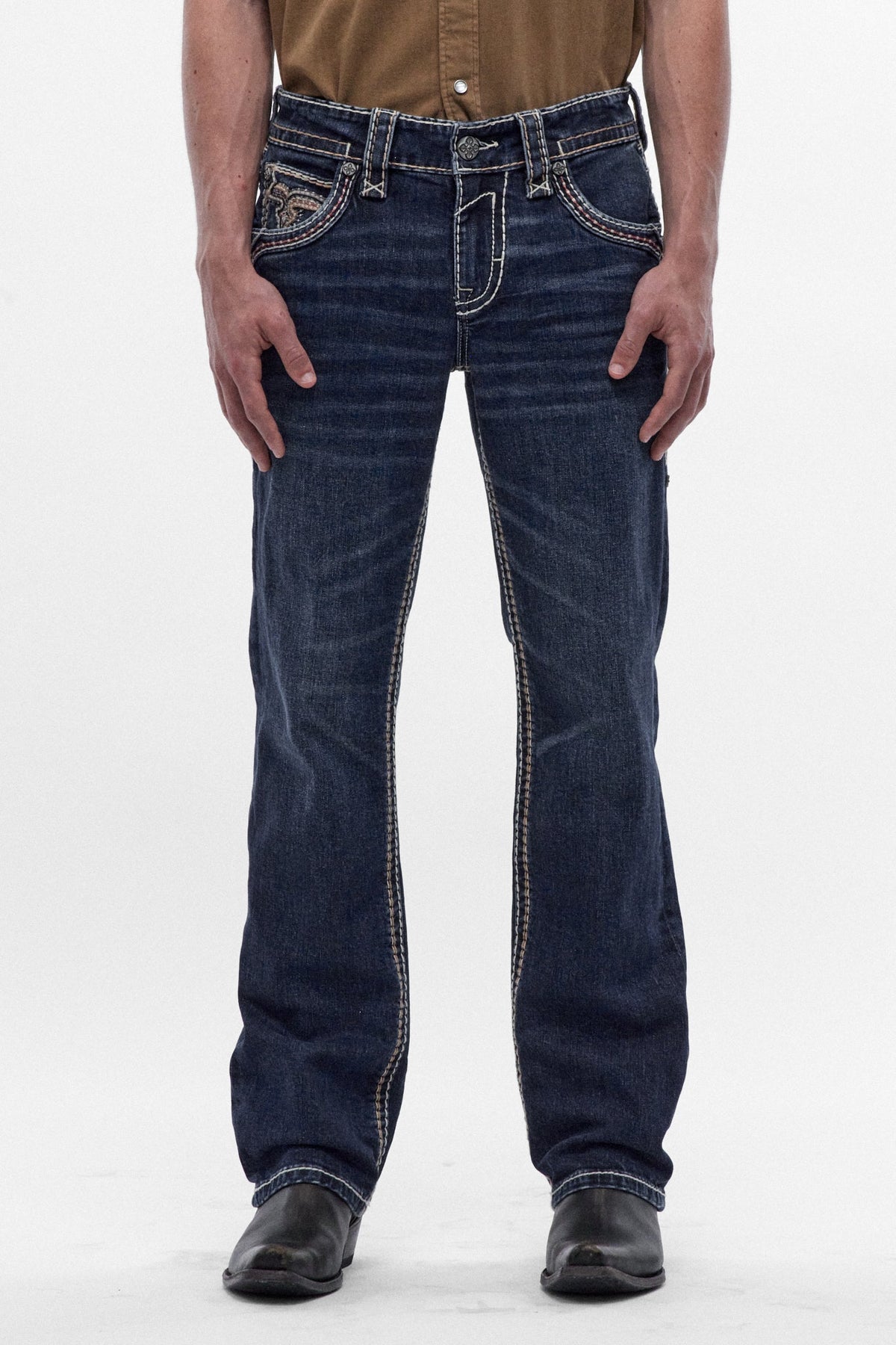 Rock Revival Men's Santiago Dark Blue Bootcut Jean RP3848B208R - photo 2