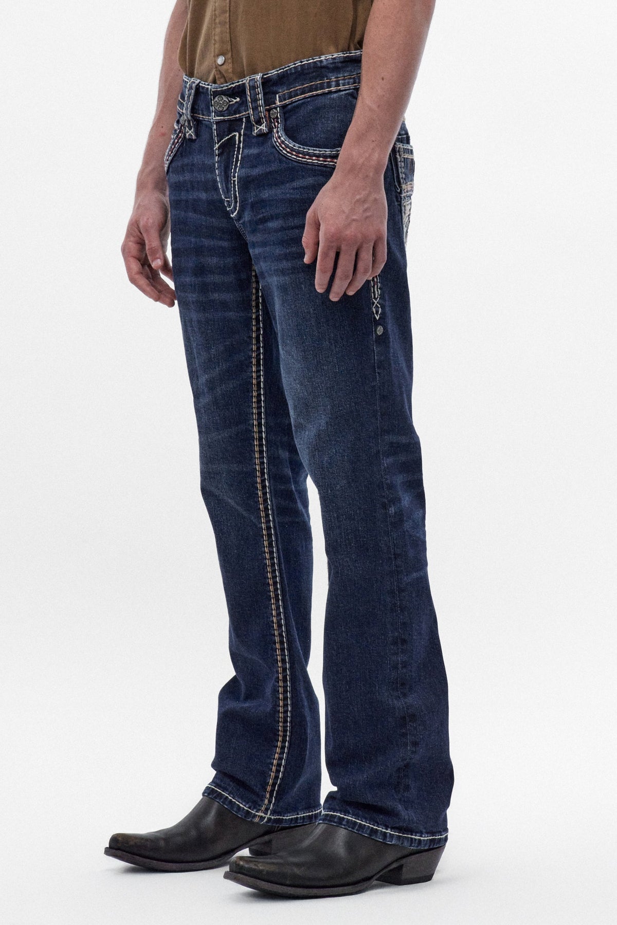 Rock Revival Men's Santiago Dark Blue Bootcut Jean RP3848B208R - photo 3