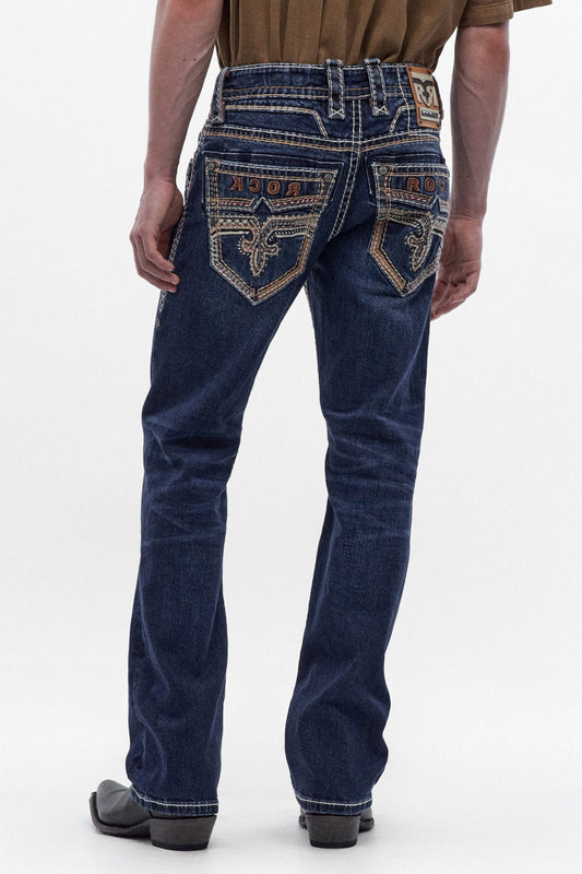 Rock Revival Men's Santiago Dark Blue Bootcut Jean RP3848B208R - photo 1