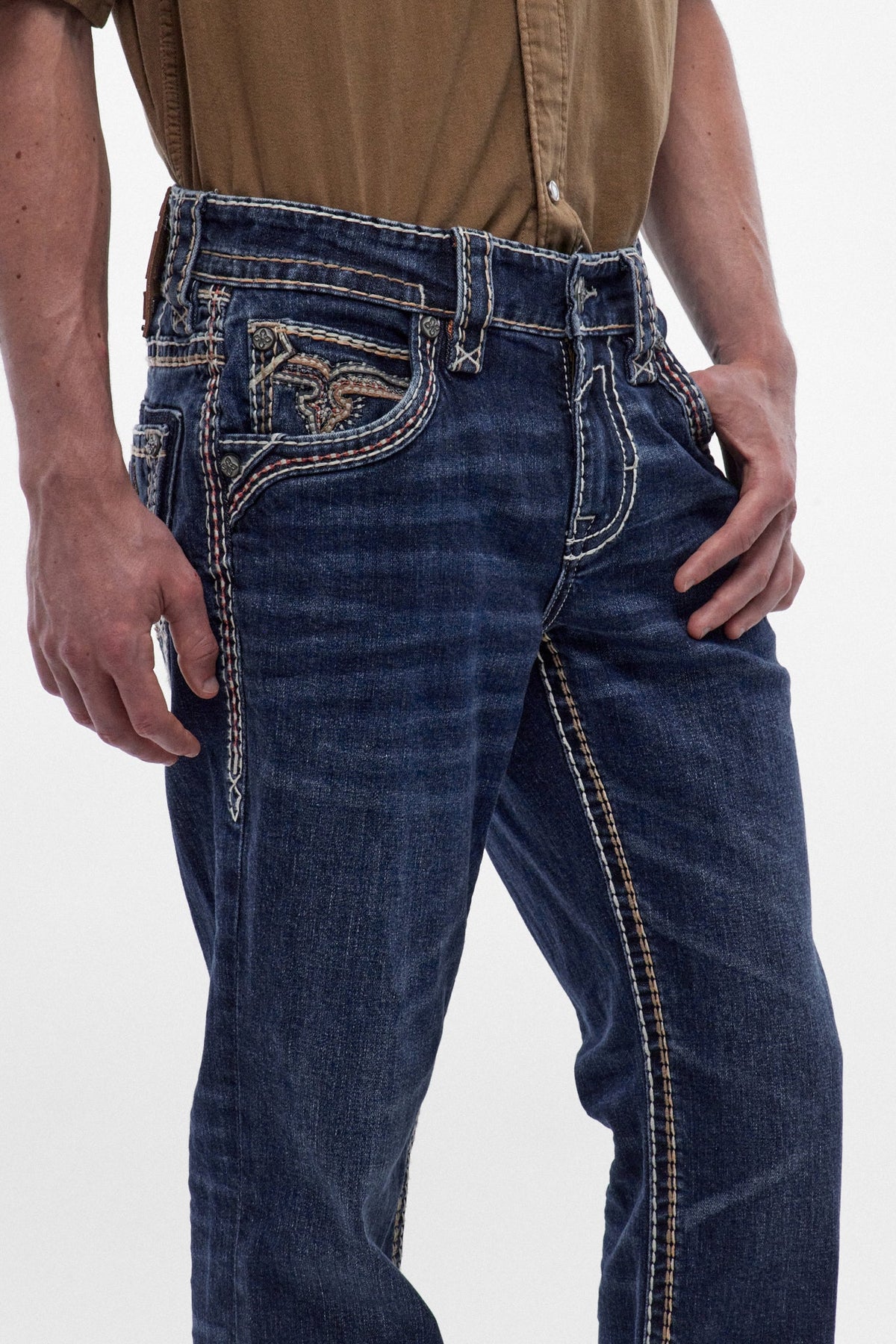 Rock Revival Men's Santiago Dark Blue Bootcut Jean RP3848B208R - photo 5