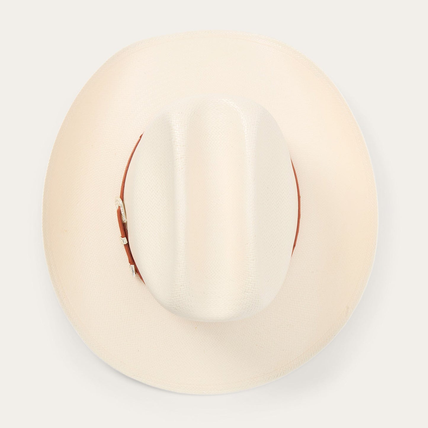 Stetson Primo Cognac 10X straw hat, cognac leather hatband with three-piece silver-tone buckle