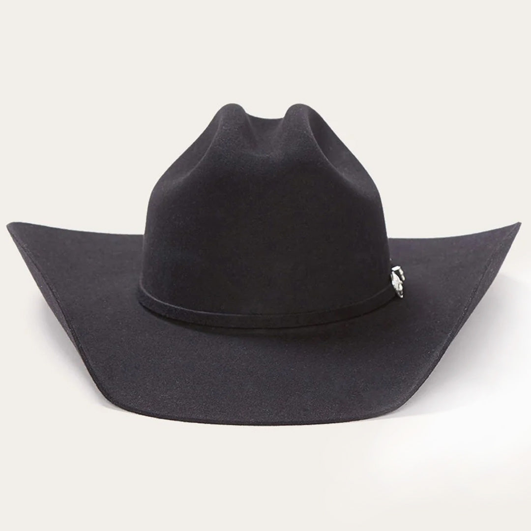 Stetson Brenham 4X black wool felt cowboy hat, front view