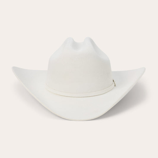 Stetson Deadwood 4X white wool felt cowboy hat, front view