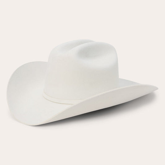 Stetson Deadwood 4X white wool felt cowboy hat, side profile