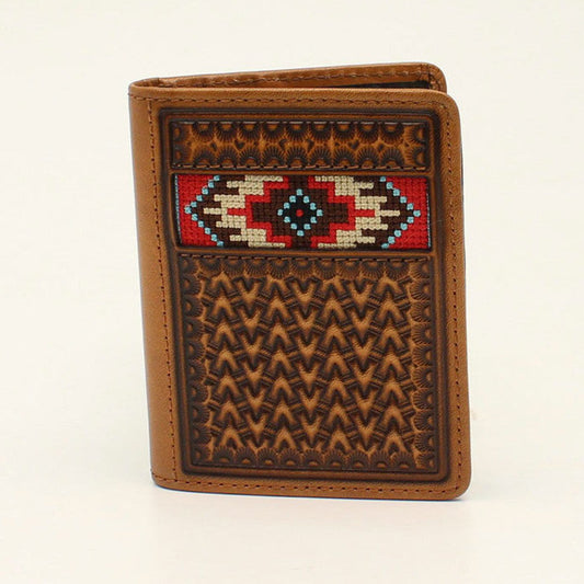 Ariat Tan Embroidered Bi-fold Rodeo Wallet w/ Aztec Inlay A3543608