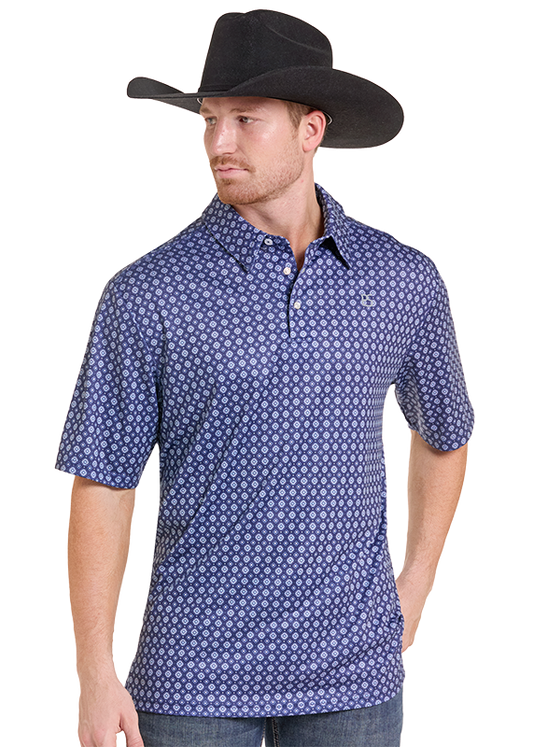 Rock & Roll Denim TM51T10173 men's polo in blue, front view