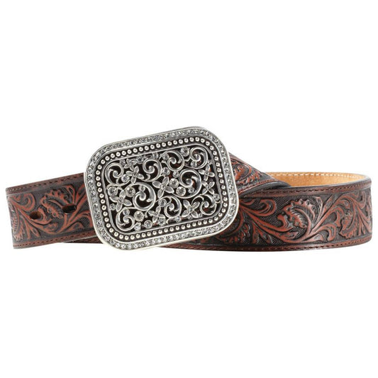 Ariat Ladies Filigree Tooled Dark Brown Leather Belt A10006957