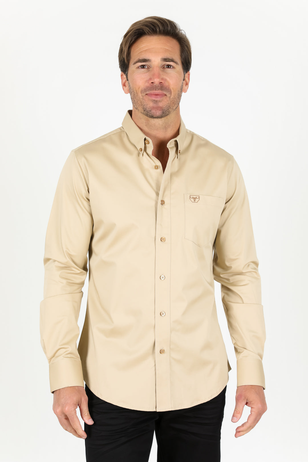Platini CTL9261 men's Cattle Dress Shirt in beige, front view