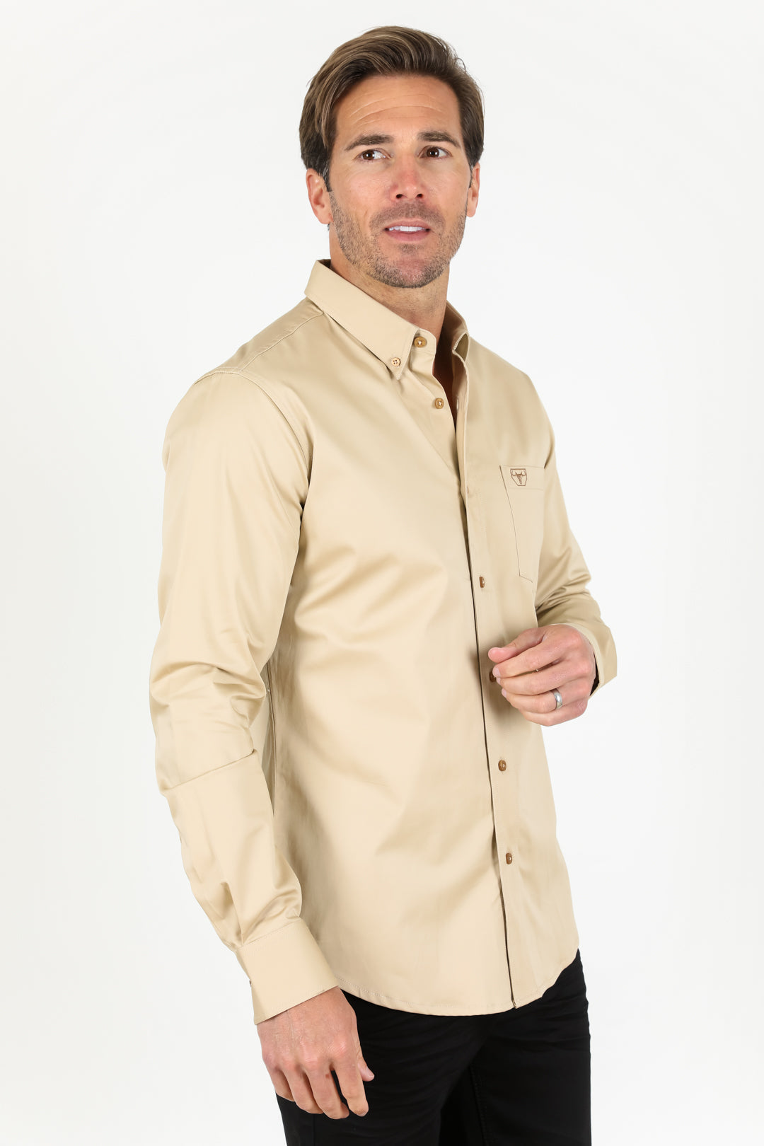Platini CTL9261 Cattle Dress Shirt in beige, side view