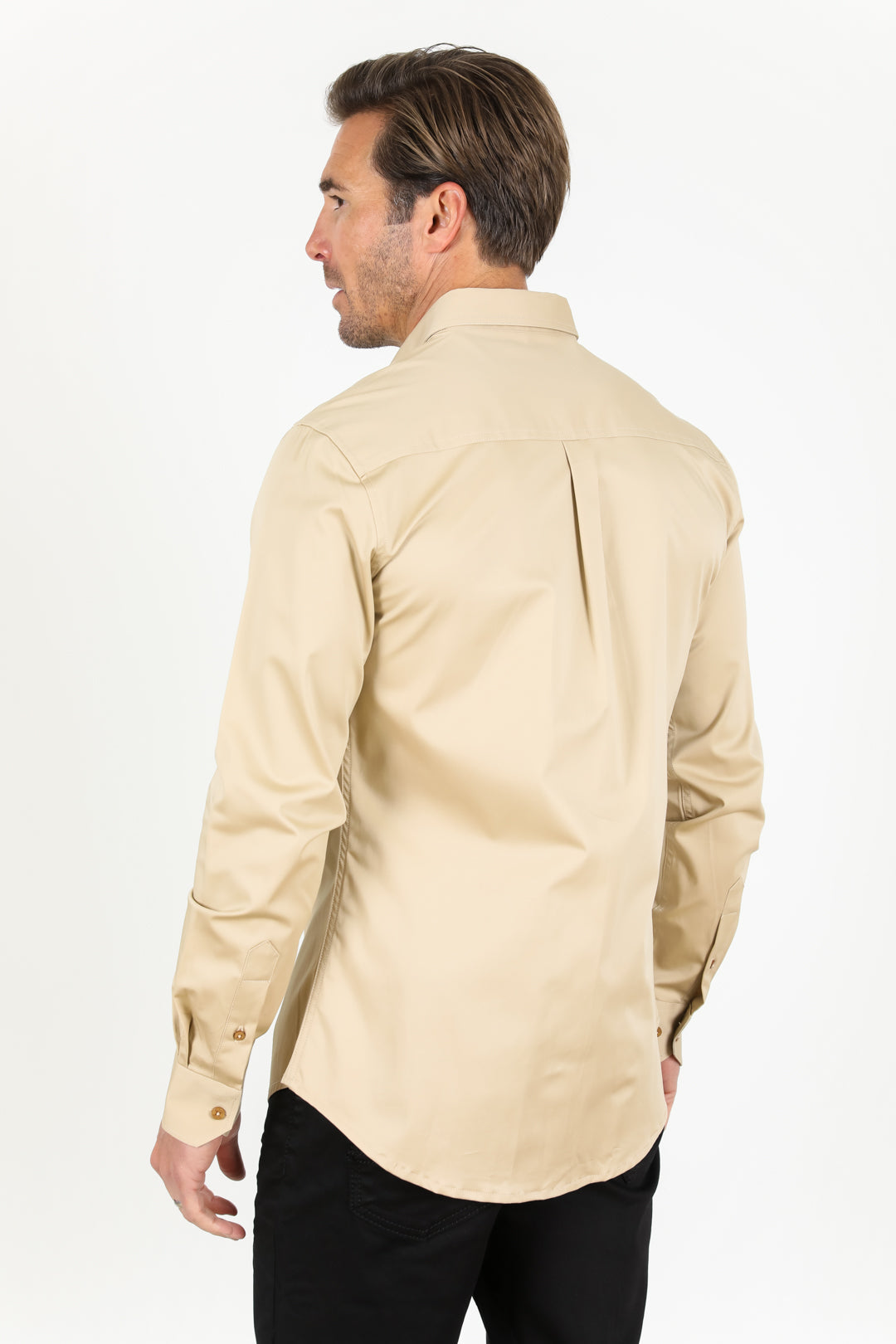 Platini CTL9261 Cattle Dress Shirt in beige, back view