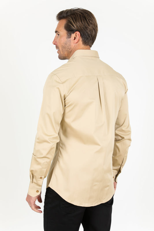 Platini CTL9261 Cattle Dress Shirt in beige, back view