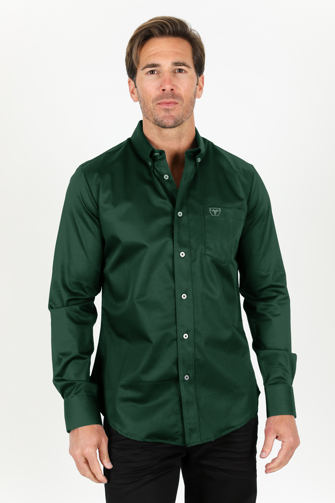 Platini CTL9667 men's Cattle Dress Shirt in forest green, front view