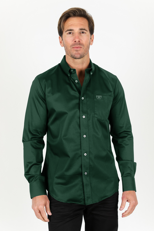 Platini CTL9667 men's Cattle Dress Shirt in forest green, front view