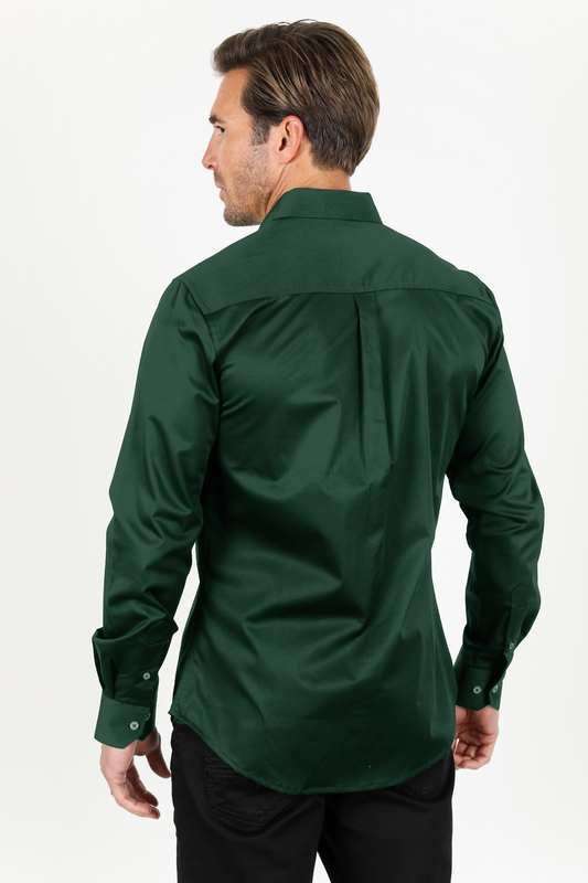Platini CTL9667 Cattle Dress Shirt in forest green, back view