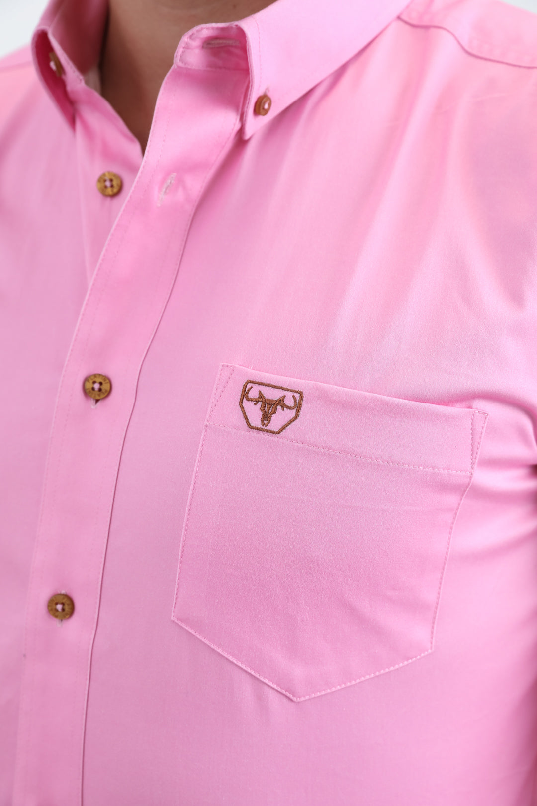 Platini CTL11055 Cattle Dress Shirt in hot pink, chest pocket with logo detail