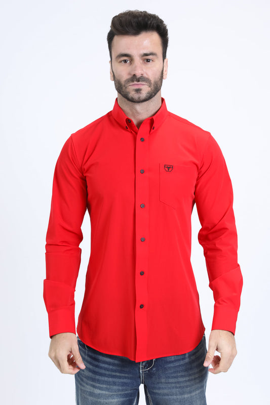 Platini CTL10700 men's Cattle Dress Shirt in red, front view