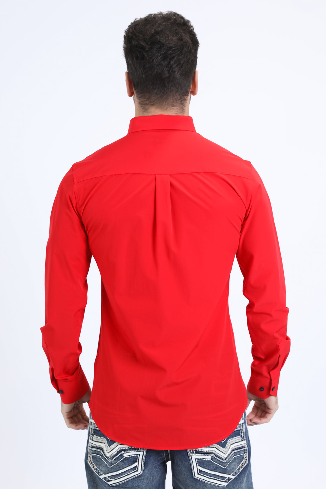 Platini CTL10700 Cattle Dress Shirt in red, back view