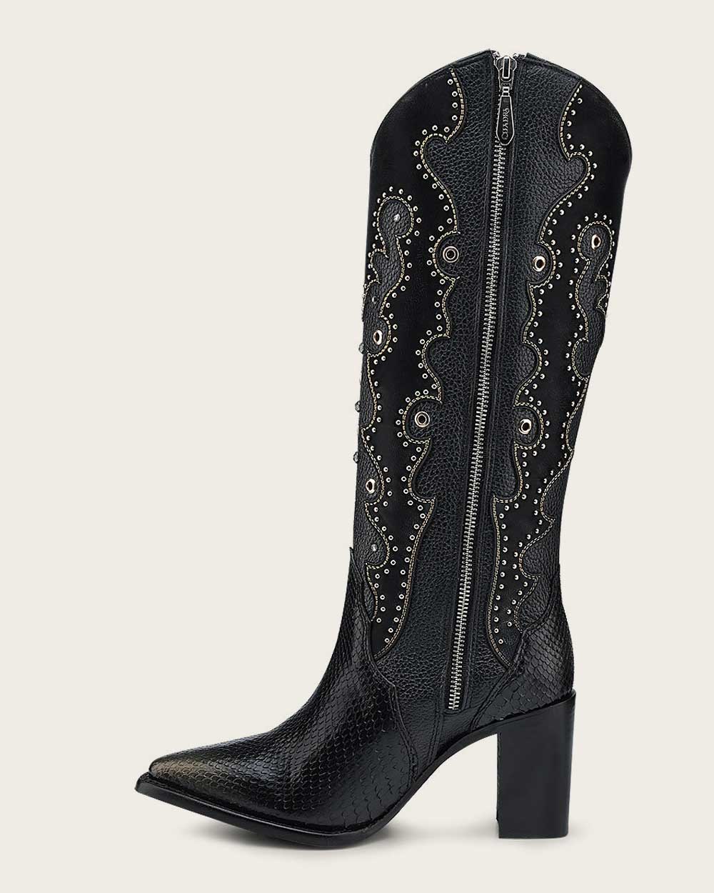 CUADRA WOMEN CU869 BLACK PYHON & BOVINE Leather Western Boots
