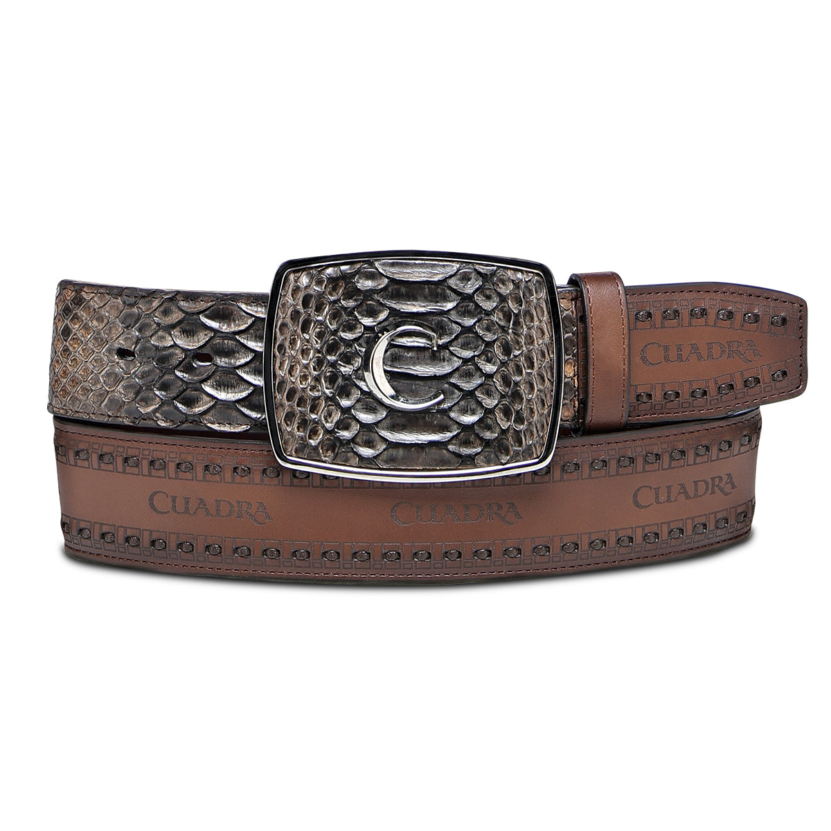 Cuadra BC424 men's brown python leather western belt