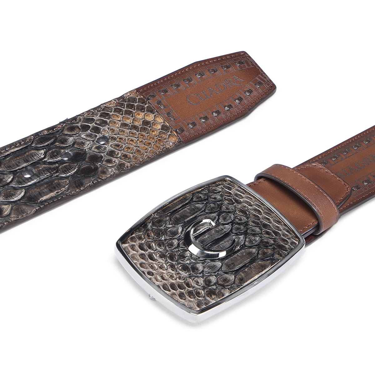 Cuadra BC424 men's brown python leather western belt, view 3