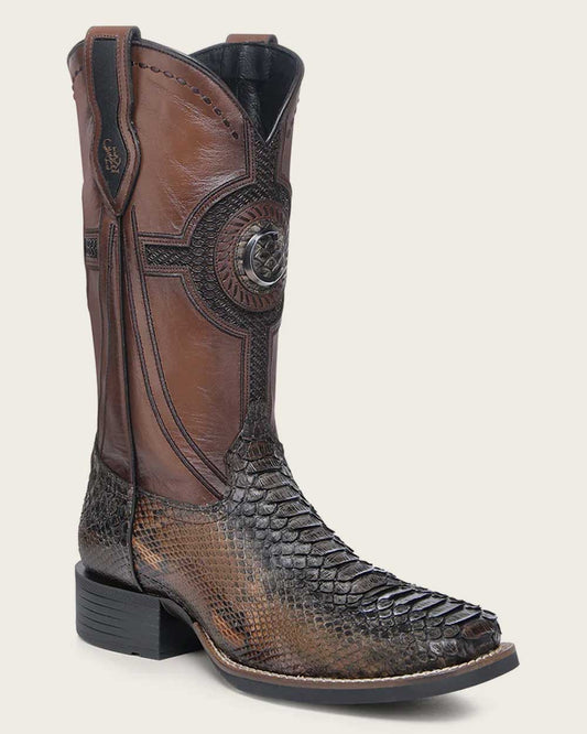 Cuadra Python Western Boot Honey  Square Toe CU978-L