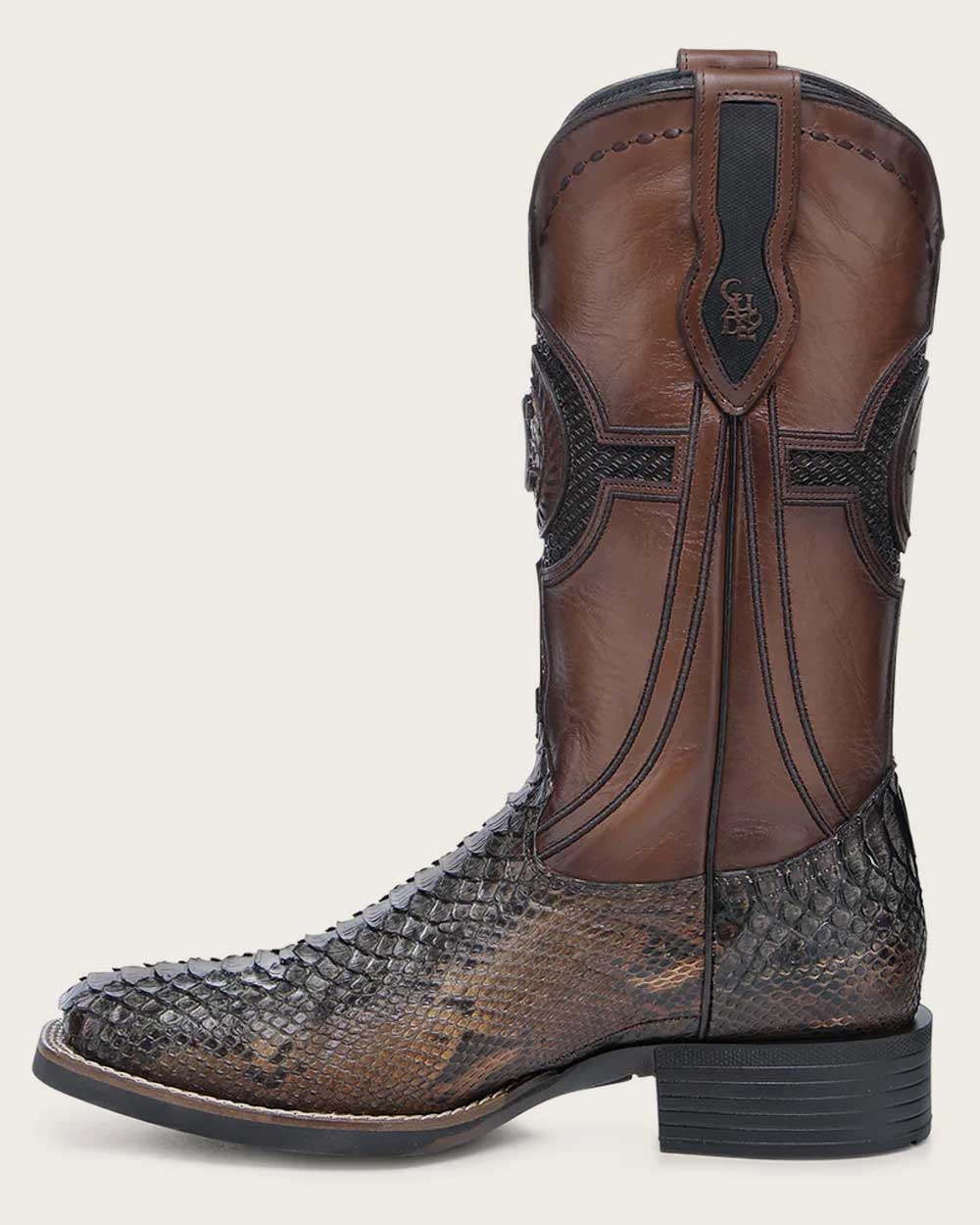 Cuadra Python Western Boot Honey  Square Toe CU978-L