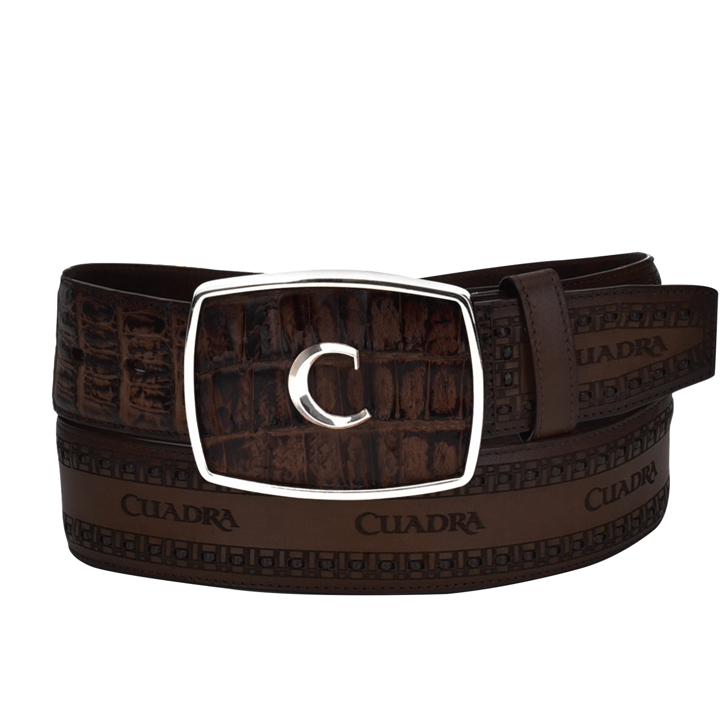 Cuadra BC279 Legado Llanero chocolate caiman belt, full strap view
