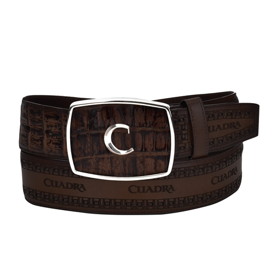 Cuadra BC279 Legado Llanero chocolate caiman belt, full strap view