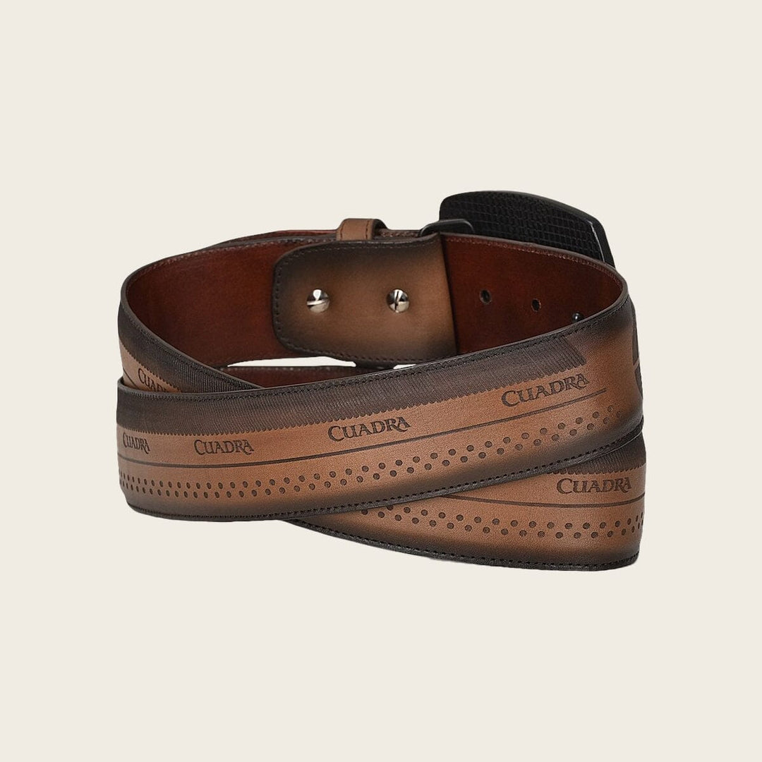 Cuadra Men's Western Black Belt Hand-Painted in Bovine Leather BC314
