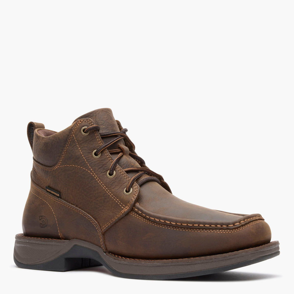 Durango DDB0544 men's waterproof lace-up chukka boot in dark earth, square toe