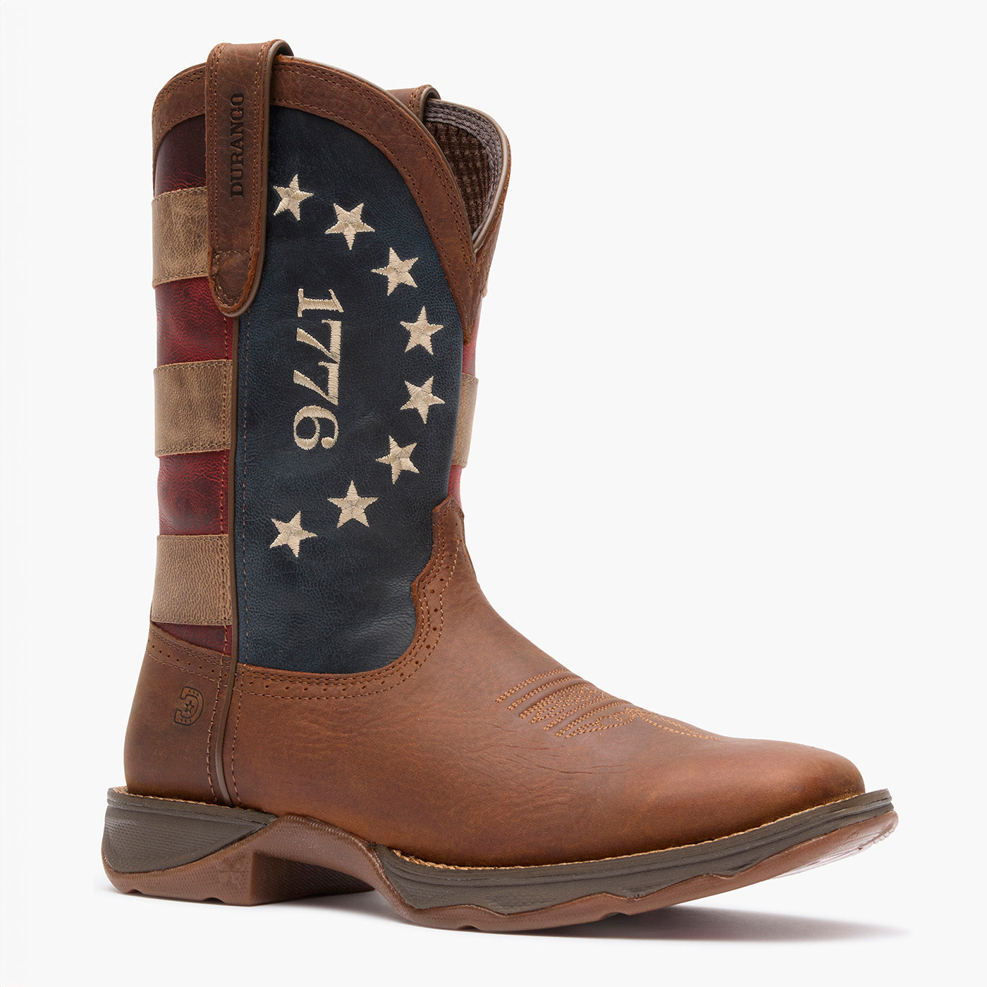 Durango Lady Rebel America 250 Flag Western Boot DRD0520 in Filly Brown, front view with square toe